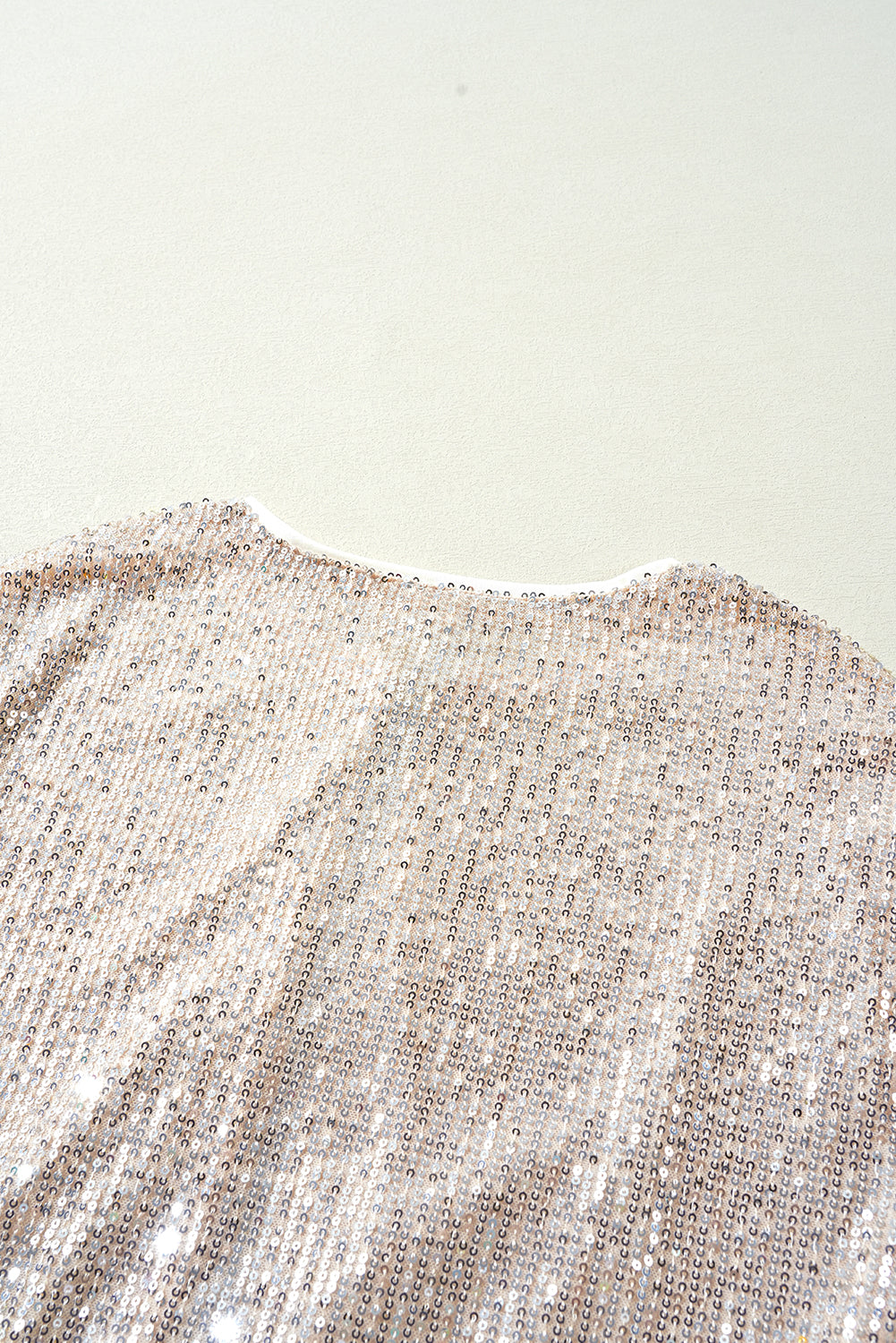 Black Sequin Zip up Round Neck Long Sleeve Jacket